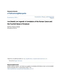A Correlation of the Roman Canon and the Fourfold Sense of Scripture