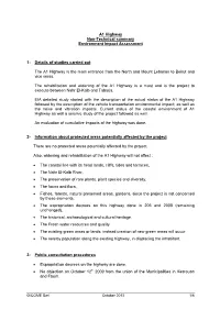 A1 Highway Non-Technical Summary Environment Impact Assessment 1- Details of Studies Carried out the A1 Highway Is the Main Entr