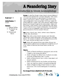 An Introduction to Stream Geomorphology