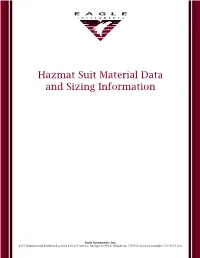 Hazmat Suit Material Data and Sizing Information