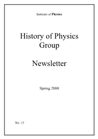 History of Physics Group Newsletter