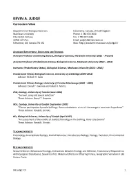 KEVIN A. JUDGE Curriculum Vitae