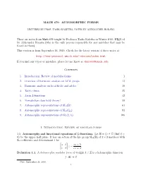 Math 679: Automorphic Forms