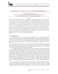 Metonymy: the Way to Convey Information
