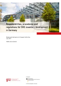 Responsibilities, Procedures and Regulations for GHG Inventory Development in Germany
