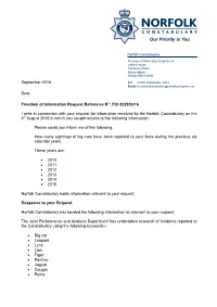 September 2016 Dear Freedom of Information Request Reference No