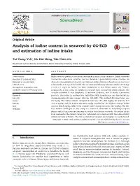 Analysis of Iodine Content in Seaweed by GC-ECD and Estimation of Iodine Intake
