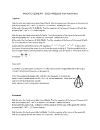 ANALYTIC GEOMETRY - GOOD PROBLEMS from Alex Pintilie
