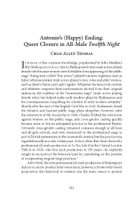 Antonio's (Happy) Ending: Queer Closure in All-Male Twelfth Night