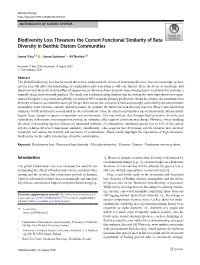 Biodiversity Loss Threatens the Current Functional Similarity of Beta Diversity in Benthic Diatom Communities