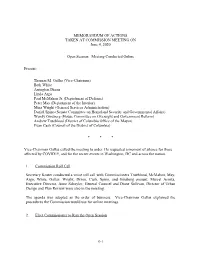 Memorandum of Actions for the June 4, 2020 Commission Meeting