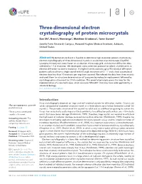Three-Dimensional Electron Crystallography of Protein Microcrystals Dan Shi†, Brent L Nannenga†, Matthew G Iadanza†, Tamir Gonen*