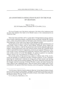 An Anonymous Andalusian Elegy on the War of Granada