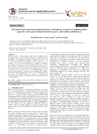 Environmental and Applied Bioresearch Key Based Reviews