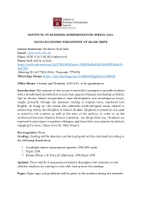 Institute of Business Administration Spring 2021