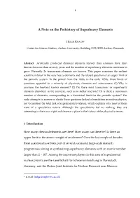 A Note on the Prehistory of Superheavy Elements