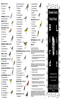 Bird Check List Master 5-3-18