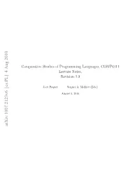 Comparative Studies of Programming Languages; Course Lecture Notes