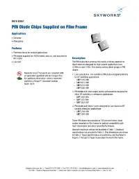 Data Sheets PIN Diode Chips Supplied on Film Frame
