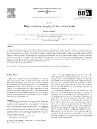 High Resolution Imaging of Live Mitochondria ⁎ Stefan Jakobs