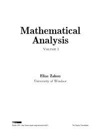 Mathematical Analysis. Volume I