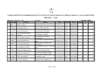 Open Competitive Examination for the Post of Office