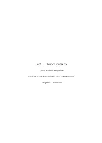 Part III - Toric Geometry