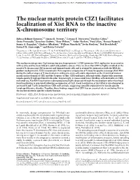 The Nuclear Matrix Protein CIZ1 Facilitates Localization of Xist RNA to the Inactive X-Chromosome Territory