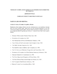 Thematic Compilation of Relevant Information Submitted by Pakistan