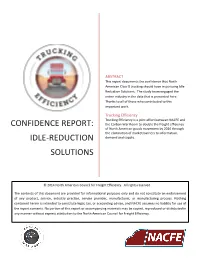 Confidence Report: Idle-‐Reduction Solutions