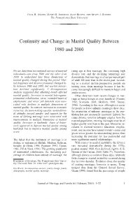 Continuity and Change in Marital Quality Between 1980 and 2000