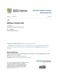 Defining a Forensic Audit
