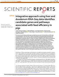 Integrative Approach Using Liver and Duodenum RNA-Seq Data Identifies
