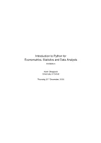 Introduction to Python for Econometrics, Statistics and Data Analysis 4Th Edition