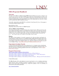 MBA Program Handbook