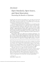 Open Standards, Open Source, and Open Innovation Harnessing the Benefits of Openness