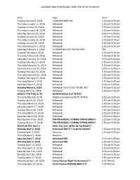 Schedul Tentative Dates and Times Addams