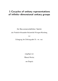 1-Cocycles of Unitary Representations of Infinite–Dimensional Unitary Groups
