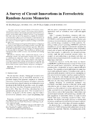A Survey of Circuit Innovations in Ferroelectric Random-Access Memories