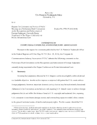Before the U.S. Patent & Trademark Office Alexandria, VA in Re Request for Comments and Notice of Public Meeting on a Prelim