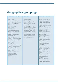 Geographical Groupings