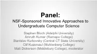 Panel: NSF-Sponsored Innovative Approaches to Undergraduate Computer Science