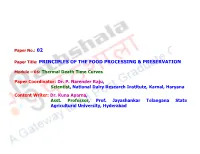 Principles of the Food Processing & Preservation