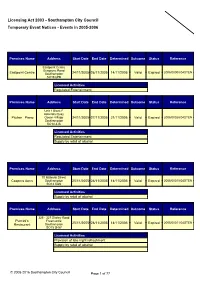 Temporary Event Notices - Events in 2005-2006