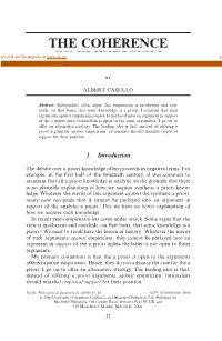 THE COHERENCE of EMPIRICISM 33 Experience: It Is Limited to Particular Objects in Close Spatio-Temporal Prox- Imity