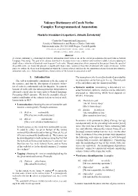 Valency Dictionary of Czech Verbs: Complex Tectogrammatical Annotation