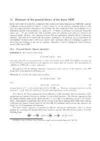 11 Elements of the General Theory of the Linear ODE