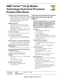 AMD Turion 64 Mobile Technology Product Data Sheet