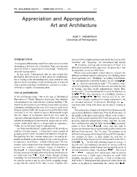 Appreciation and Appropriation, Art and Architecture