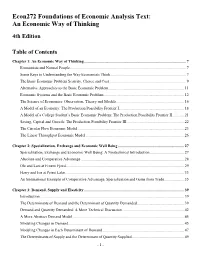 Econ272 Foundations of Economic Analysis Text: an Economic Way of Thinking